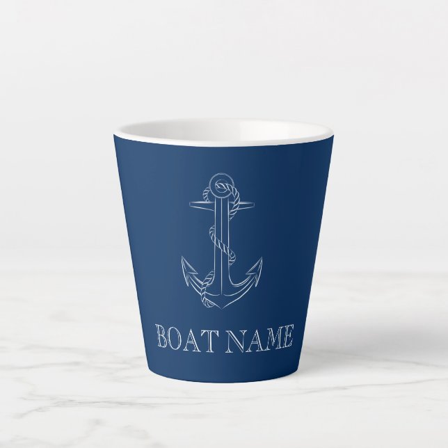 Nautical Spirit Anchor Navy Blue   Latte Mug (Front)