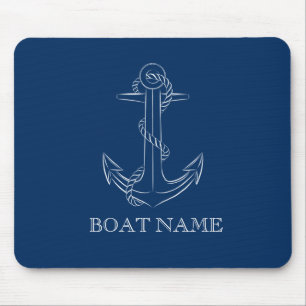 Nautical Spirit Anchor Navy Blue   Mouse Mat