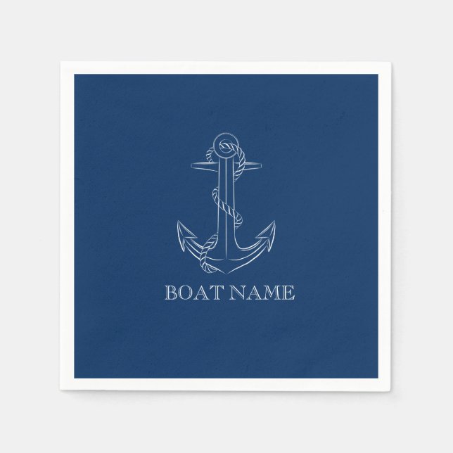 Nautical Spirit Anchor Navy Blue   Napkin (Front)