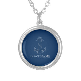 Nautical Spirit Anchor Navy Blue   Silver Plated Necklace