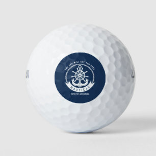 Nautical Spirit Anchor,Wheel, Navy Blue Golf Balls