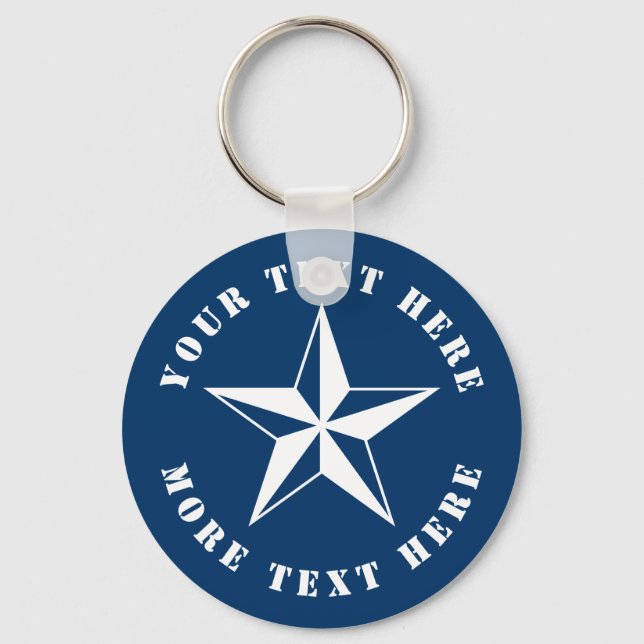 Nautical star boating sailing yachting custom name key ring (Front)