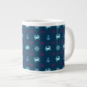 Nautical Star Pattern Large Coffee Mug