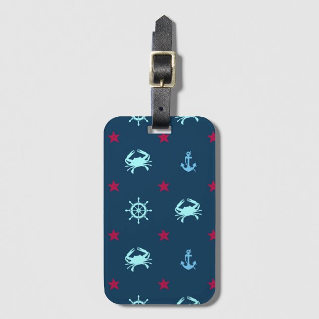 Nautical Star Pattern Luggage Tag (Front Vertical)