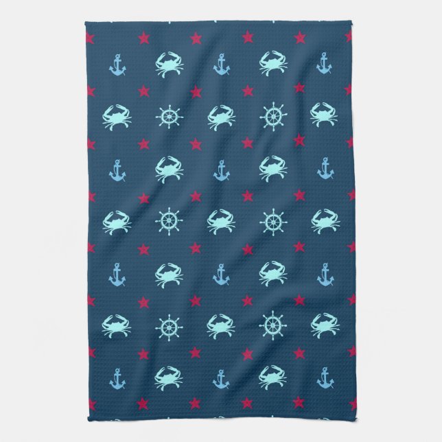 Nautical Star Pattern Tea Towel (Vertical)
