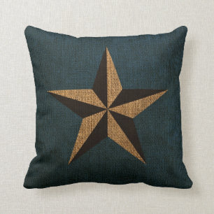 Nautical Star Rustic Deep Sea Blue Cushion