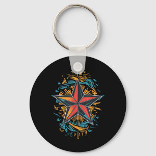 Nautical Star Tattoo Marine Symbol Nautical Comp Key Ring