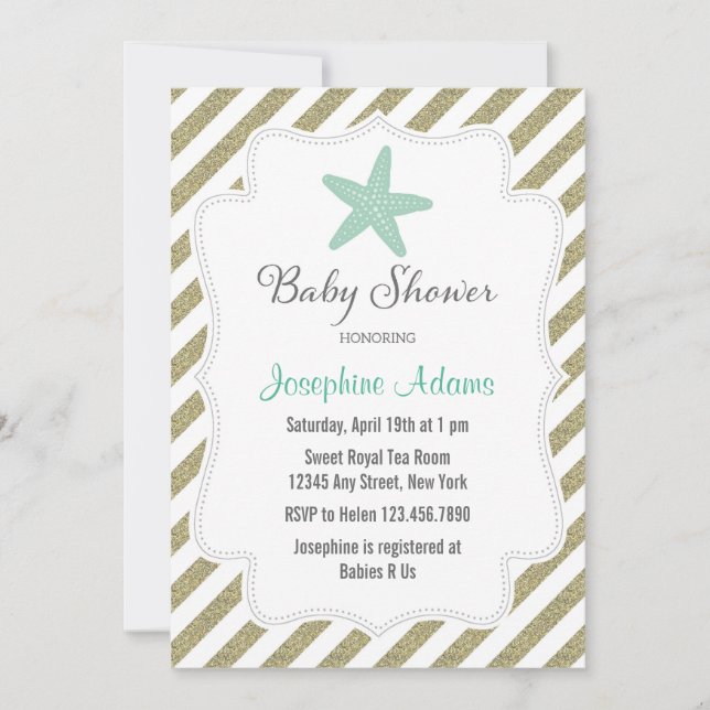 Nautical Starfish Baby Shower Invitation (Front)