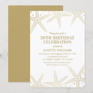 Nautical Starfish Beach Adult 30th Birthday Party Invitation