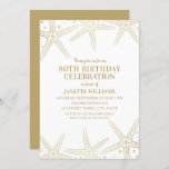 Nautical Starfish Beach Adult 80th Birthday Party Invitation<br><div class="desc">Nautical Starfish Beach Adult 80th Birthday Party Invitations. A cool fun design faux gold starfish and bubbles,  great typography on white background. You can change all text titles and information to suite your celebration. You can also change the colours of the text and background. Designed by superdazzle.com</div>