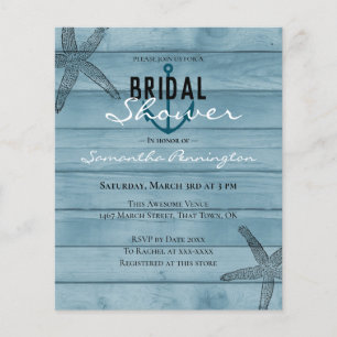 Nautical Starfish Bridal Shower Budget Invitations