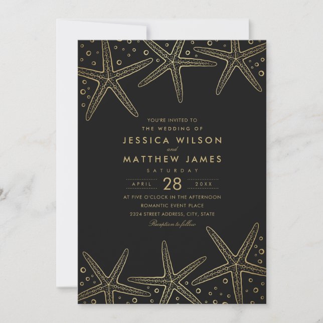 Nautical Starfish Destination Beach Themed Wedding Invitation (Front)