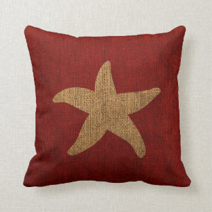Nautical Starfish in Rustic Red and reverse Cushion