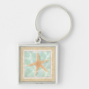 Nautical Starfish in Water Key Ring