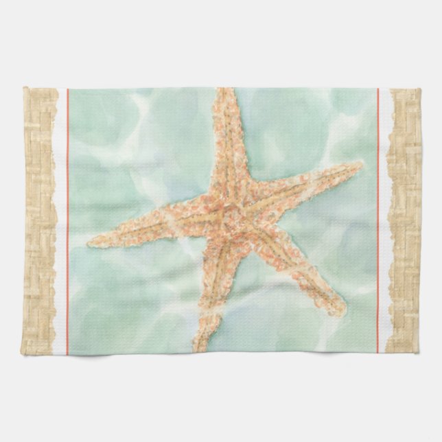 Nautical Starfish in Water Tea Towel (Horizontal)