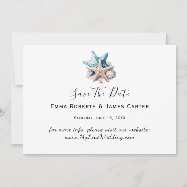 Nautical Starfish Save the Date Card (Front)
