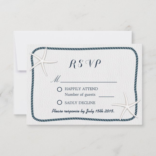 Nautical Starfish & Twine Frame Wedding RSVP (Front)