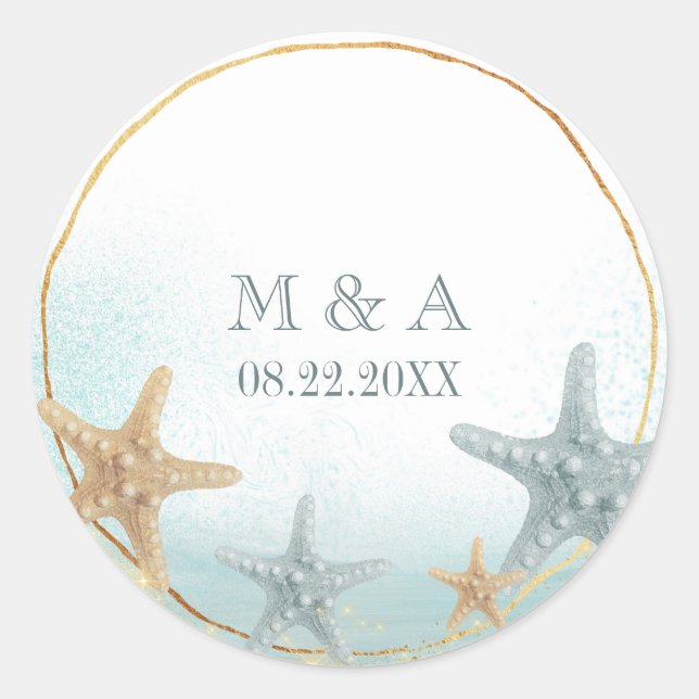 Nautical Starfish Wedding Favour Envelope Seals (Front)