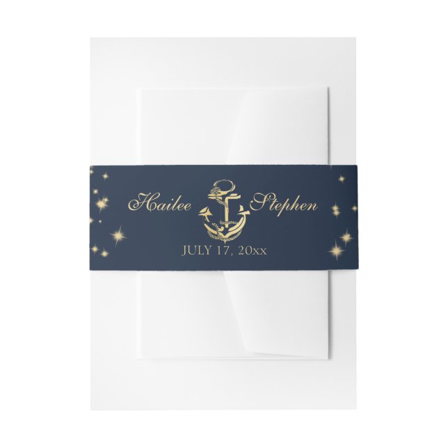 Nautical Starry Midnight Sky Wedding Invitation Belly Band (Front Example)