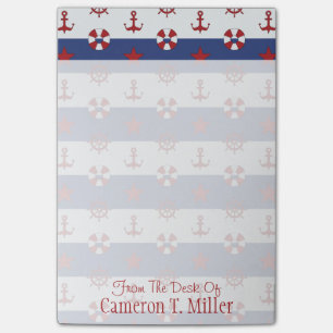 Nautical Stars And Stripes Pattern Add Your Name Post-it Notes