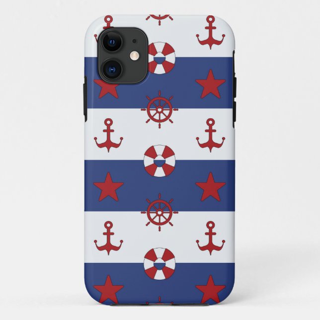 Nautical Stars And Stripes Pattern Case-Mate iPhone Case (Back)