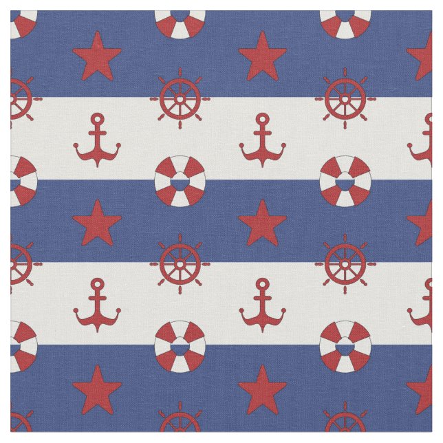 Nautical Stars And Stripes Pattern Fabric (Close Up)