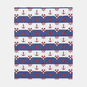 Nautical Stars And Stripes Pattern Fleece Blanket