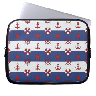 Nautical Stars And Stripes Pattern Laptop Sleeve