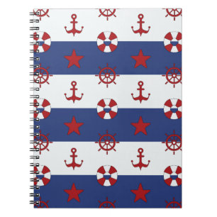 Nautical Stars And Stripes Pattern Notebook