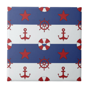 Nautical Stars And Stripes Pattern Tile
