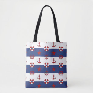 Nautical Stars And Stripes Pattern Tote Bag