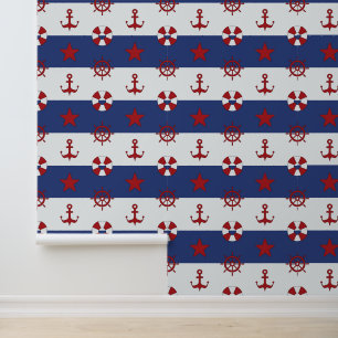Nautical Stars And Stripes Pattern Wallpaper