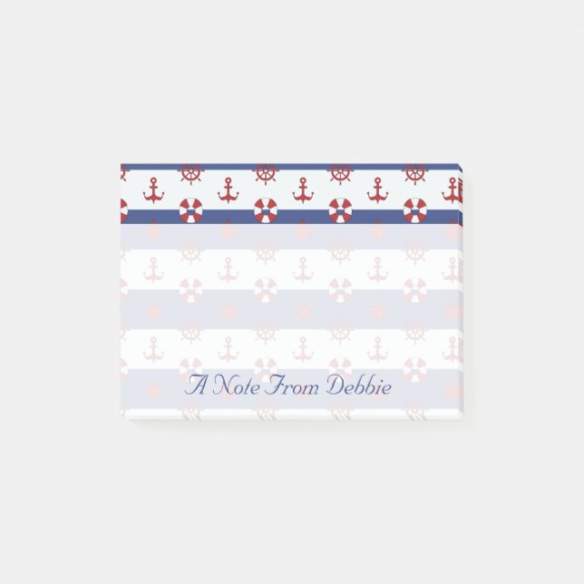 Nautical Stars & Stripes Pattern | Add Your Name Post-it Notes (Front)