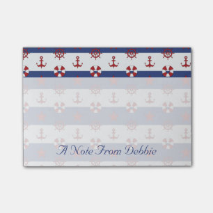 Nautical Stars & Stripes Pattern Add Your Name Post-it Notes