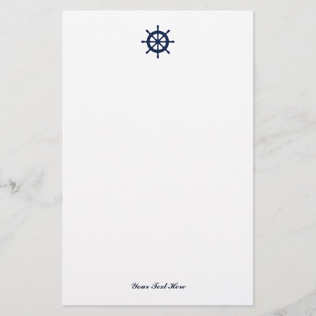 Nautical stationery paper with ship wheel logo (Front)
