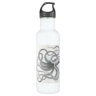 Nautical steampunk octopus Vintage book drawing 710 Ml Water Bottle