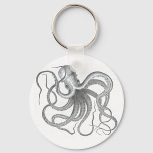 Nautical steampunk octopus vintage design key ring