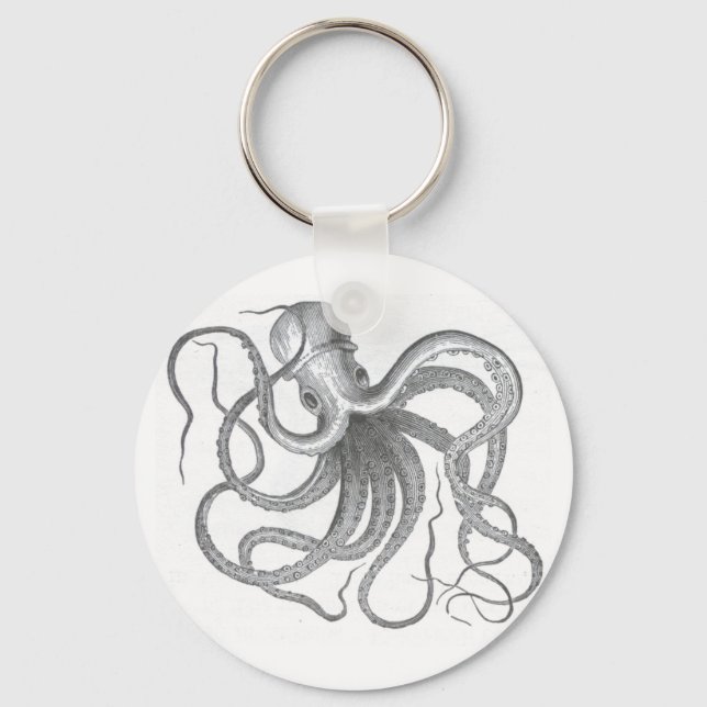 Nautical steampunk octopus vintage design key ring (Front)
