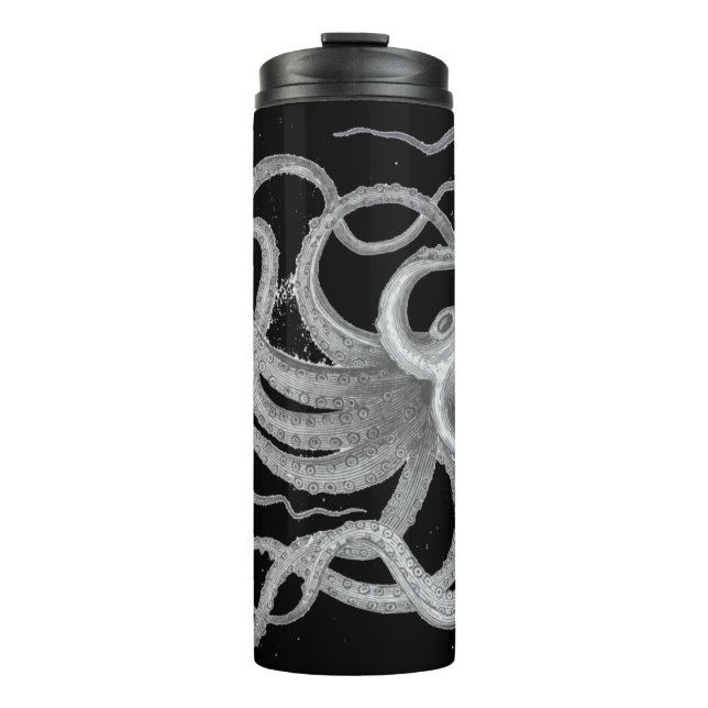 Nautical steampunk octopus Vintage kraken drawing  Thermal Tumbler (Front)