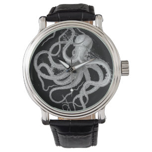 Nautical steampunk octopus vintage kraken drawing watch
