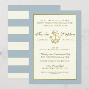 Nautical Steel Blue Wedding Invitation