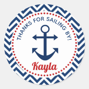 Nautical Sticker (Personalised) - Navy Blue & Red