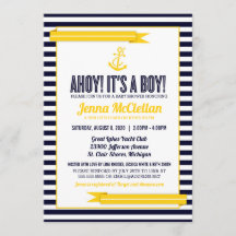 Nautical Stripe Anchor Yellow & Navy Baby Shower