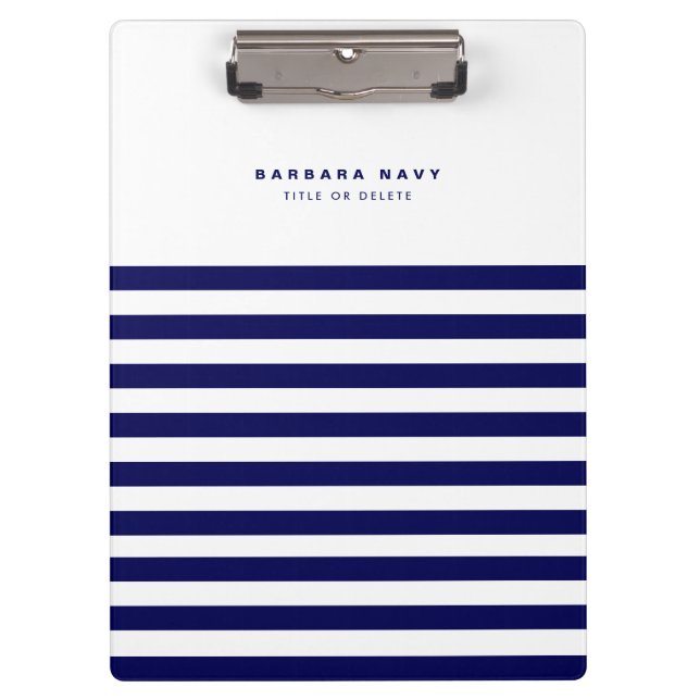 Nautical Stripe Navy Blue Trendy Stylish 9 Stripes Clipboard (Front)