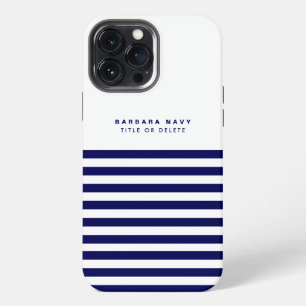 Nautical Stripe Navy Blue Trendy Stylish 9 Stripes iPhone 13 Pro Max Case