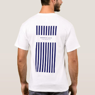 Nautical Stripe Navy Blue Trendy Stylish 9 Stripes T-Shirt