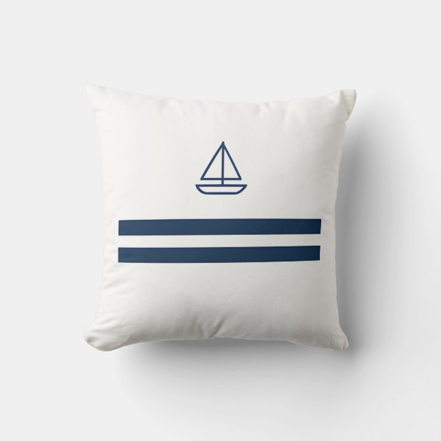 Nautical Stripe Sailboat Cushion (Front)