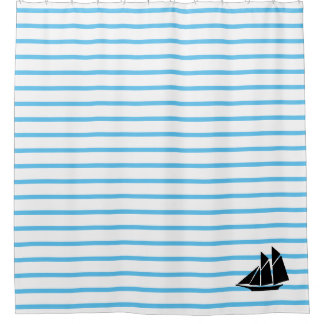 Nautical Stripe & Sailboat Shower Curtain