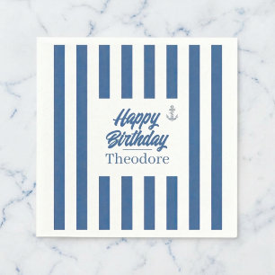 Nautical Striped Anchor Birthday Napkin