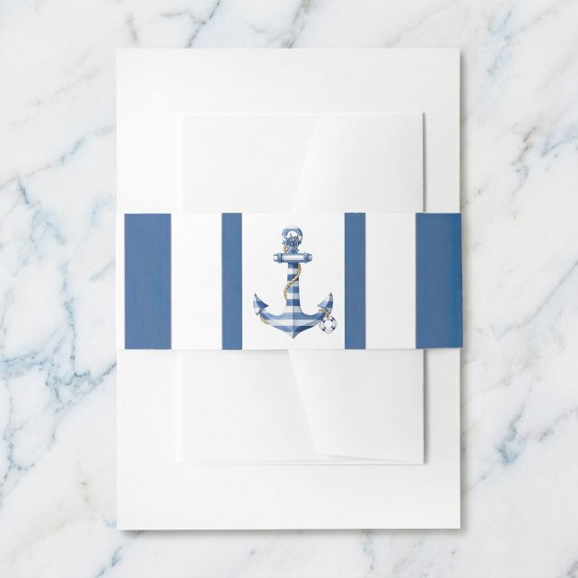 Nautical Striped Anchor Birthday Party Invitation  Belly Band (Anchored in style for your special day.)